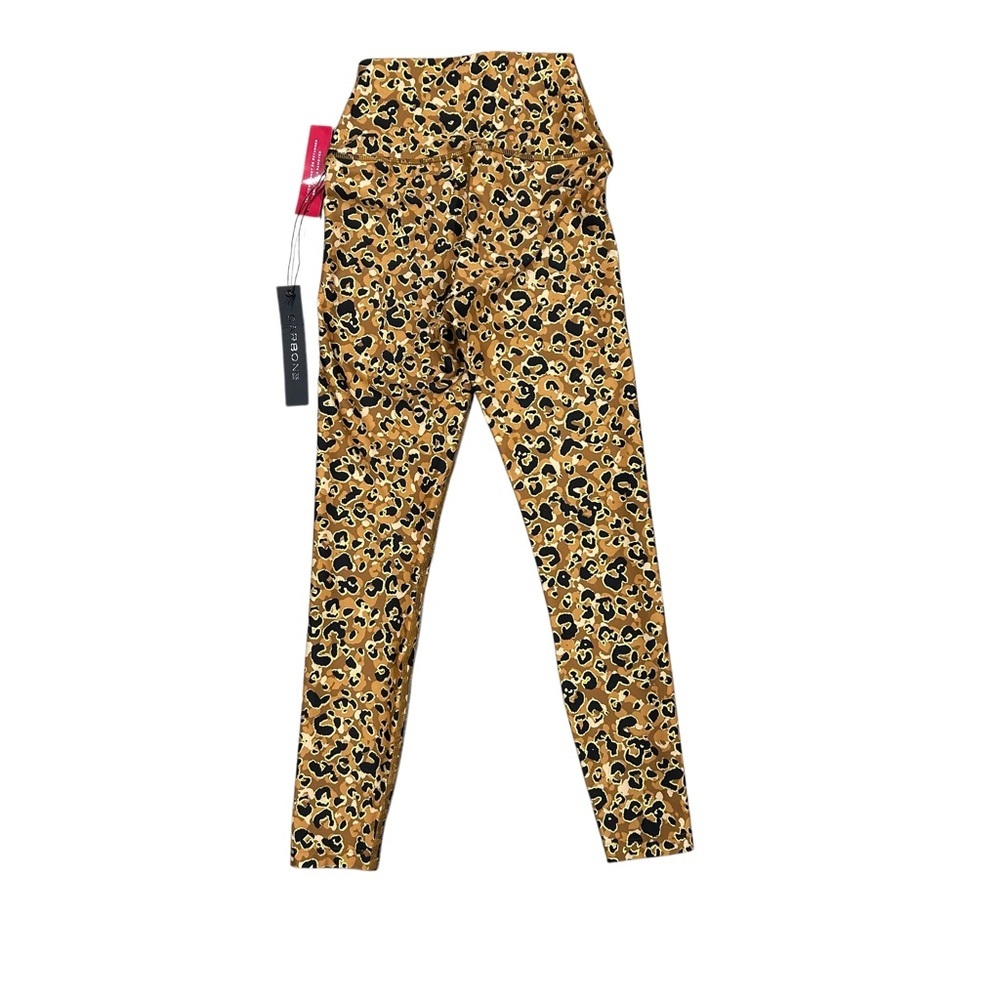 NWT Carbon38 Womens XXS Bra Top & High Waisted Legging Leopard Print Black Brown - Picture 2 of 9